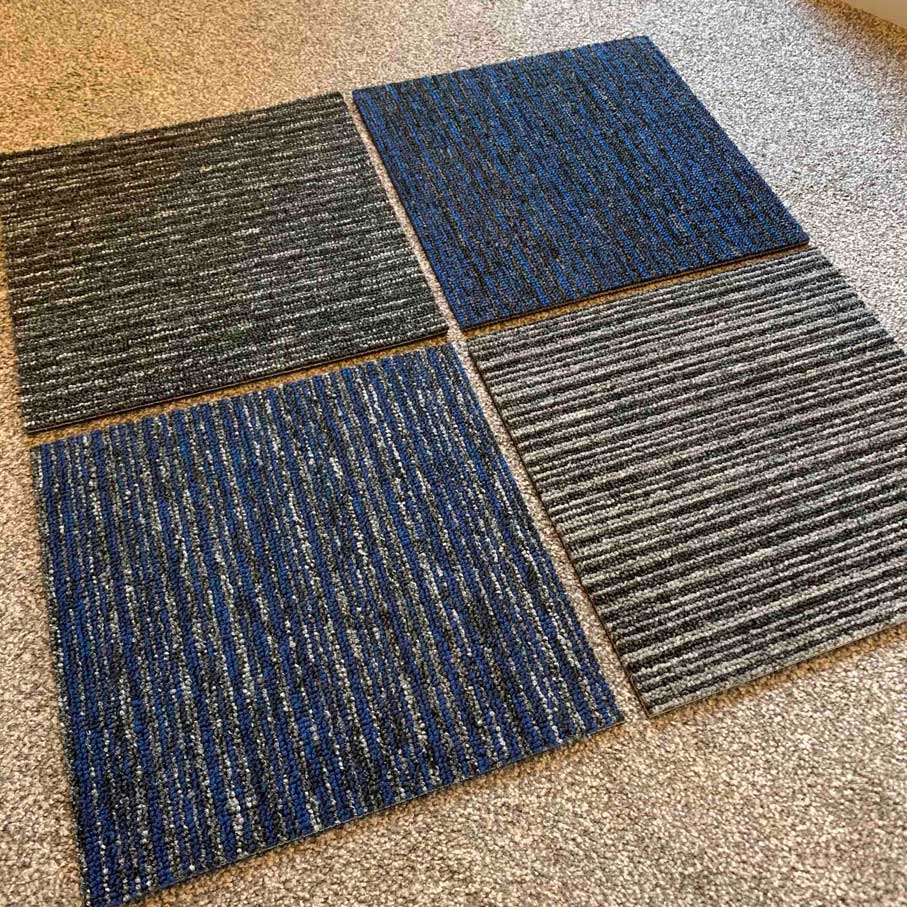 Striped Commercial Carpet Tiles, Carpet Tiles Or Carpet